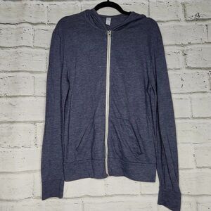 Alternative Blue Women's Soft Long Sleeved Full Zip Hoodie Jacket Size M Pockets